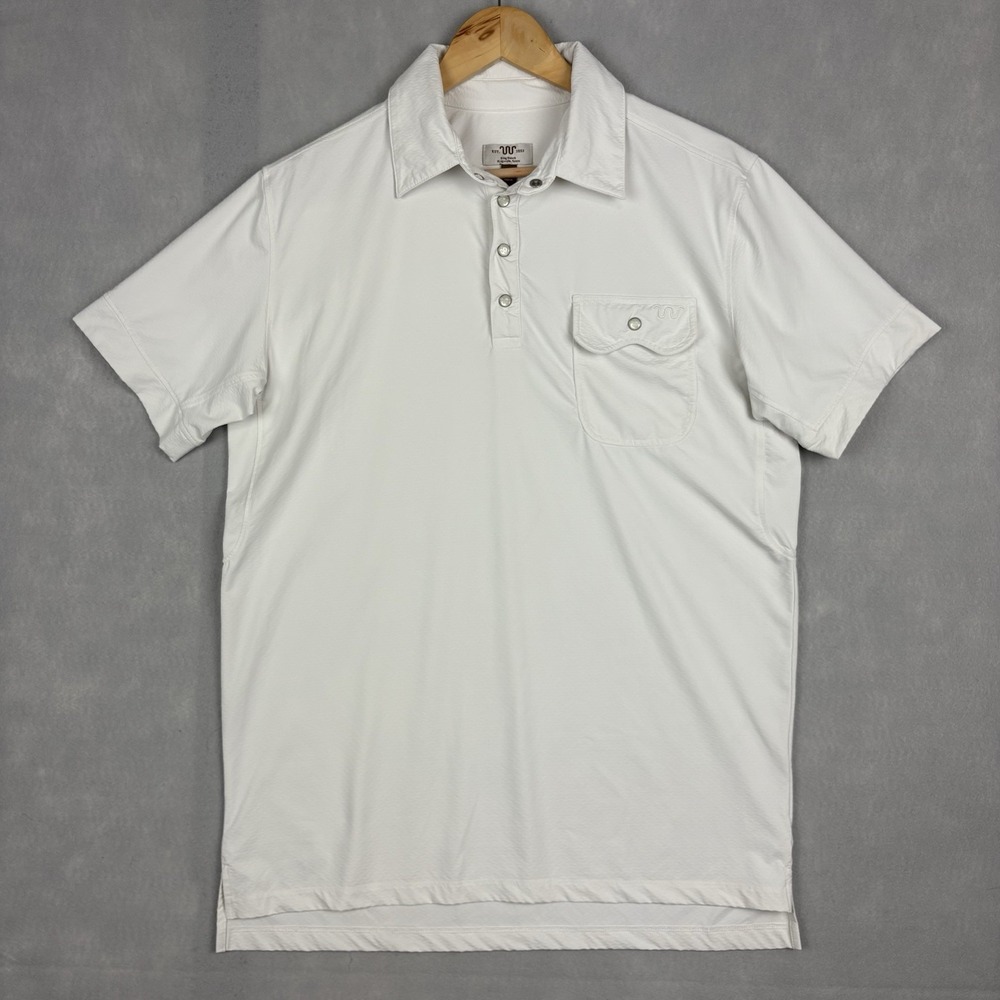 King Ranch Blue Norther Polo Men’s Medium White Performance UPF 100+ Cooling
